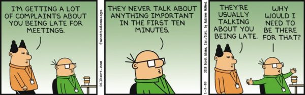 Dilbert Cartoon on Being Late