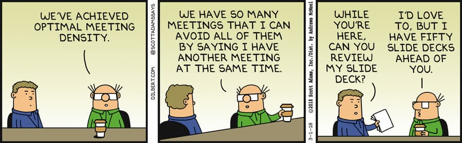 Dilbert Cartoon on Meeting Overload